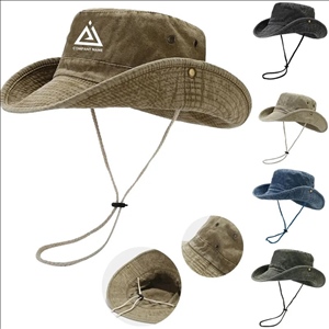 Wide Brim Plain Distressed Retro Fisherman Hat